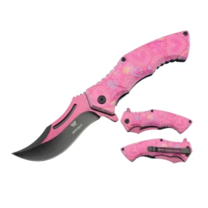 Pink Doodle Art Folding Pocket Knife