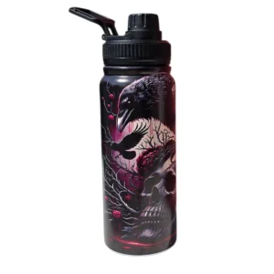 Raven Skull Water Bottle