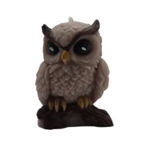 Brown Sitting Owl Soy Wax Blend Pillar Candle