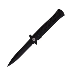 Glossy Black Finish Stilleto Foldable Pocket Knife