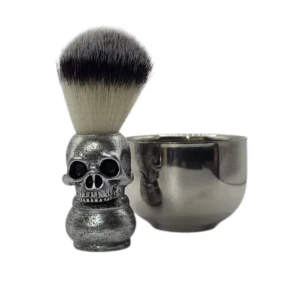 Skull Shaving Brush /Stainless Steel Bowl Set