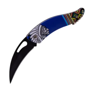 Blue Tribal Majesty Folding Pocket Knife