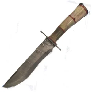 13.5" True Damascus (256 Layer) Hunting Knife w/ White Bone Handle