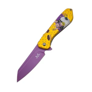 7.75" Purple & Gold Folding Pocket Knife