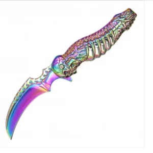 Rainbow Skull Folding Knife