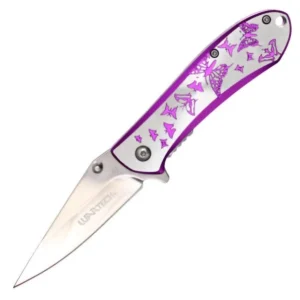 Purple Butterfies Folding Pocket Knife