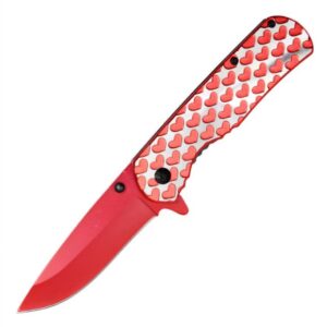 Elegant Red Hearts Folding Pocket Knife