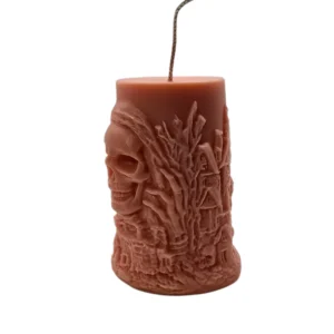 Apple Cider Spiced Smiling Skull Pillar Candle