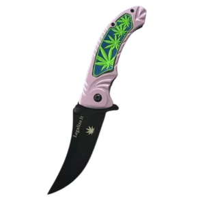 Purple Leaflets Folding Pocket Knife