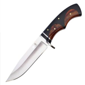 11" Fixed Blade Hunting Knife w/Black & Wood Handle