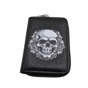 Skull Print Zipper Wallet