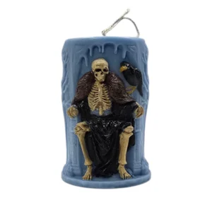 Gothic Skull King With Raven 3D Pillar Candle Soywax