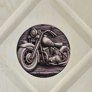 Silver Motorcycle 8" Round Metal  Flat Wall Decore