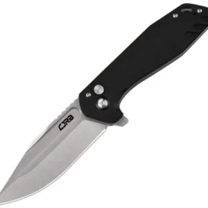Black G10 Riff Flipper Button Lock Knife / CJRB