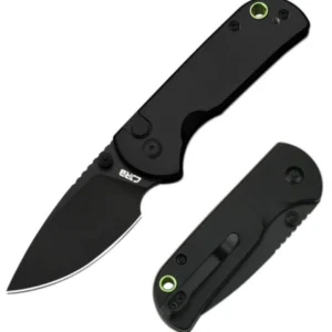 Black Mica Button Lock Folding Knife / CJRB