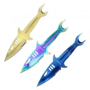6" 3 Pc Stainless Steel Throwing Knives,Mako Shark